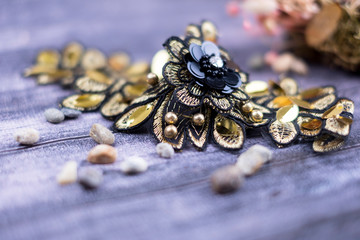 brooch isolated,textile brooch ,accessory isolated