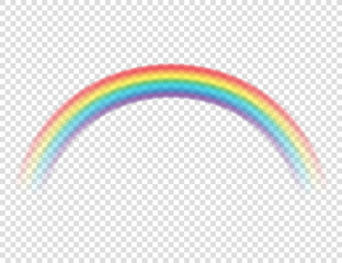 Abstract Realistic Cartoon Colorful Rainbow on Transparent Background. Vector illustration.