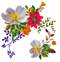 Obraz premium bouquet of flowers,digital painting,illustration