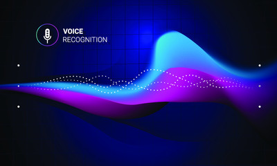 Personal assistant voice recognition concept. Artificial intelligence technologies. Sound wave logo concept for voice recognition application, website background. Home smart system assistant.Vector