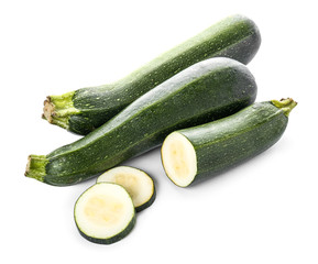 Fresh zucchini on white background