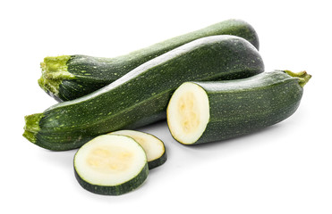 Fresh zucchini on white background