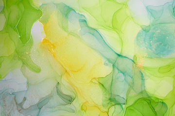  Abstract colorful background, wallpaper. Mixing acrylic paints. Modern art. Paint marble texture. Alcohol ink colors  translucent