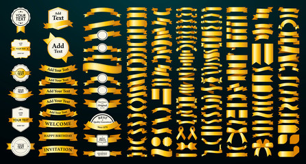 Beautiful Ribbons, Tags and Bows Collection Set Vector Design Eps 10	