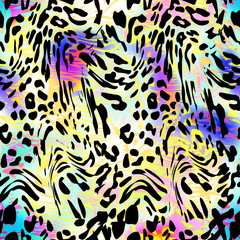 Wildcatfur seamless pattern. Watercolor background. Hand painted illustration