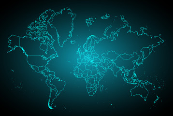 World map - Abstract mash line and point scales on dark background with Map World. Communications network map of the world. Vector Illustration eps10