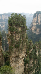 Natural quartz sandstone pillar the Avatar Hallelujah Mountain located in the Zhangjiajie National Forest Park, China 