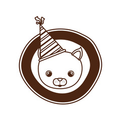 head of cat animal with party hat on white background