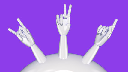 the mannequin's hands made of plastic making different gestures