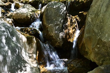 Fresh water streams flowing through rocks in Paklenica National Park, Croatia.