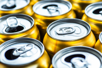 Golden beer cans.Aluminium cans without logo or trademark on them
