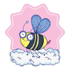 Isolated bee draw cartoon design vector illustration