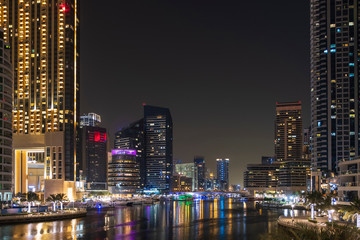 Obraz premium View of Dubai Marina by night, UAE. May 2019