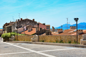 The city of Cannes in France. Beautiful streets and buildings of the old town in the Provence region