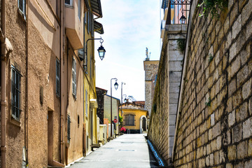 The city of Cannes in France. Beautiful streets and buildings of the old town in the Provence region
