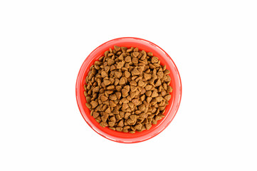 Dog food  in a bowl isolated on white