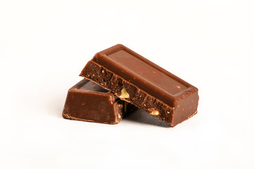 Chocolate bar isolated on white background.