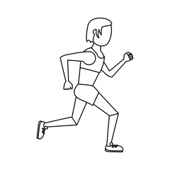 Fototapeta na wymiar fitness sport excercise lifestyle cartoon in black and white