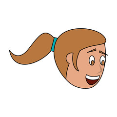 face young woman head cartoon