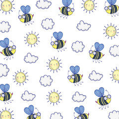 Isolated bee draw cartoon background vector illustration