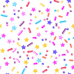 Sprinkle Cupcake Donut Topping. Seamless Pattern 