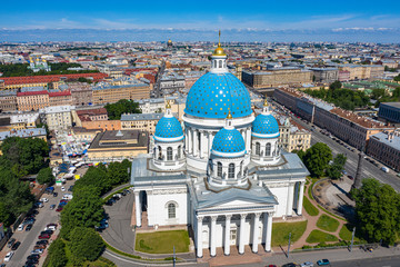 Obraz premium Saint Petersburg. Russia. Trinity-Izmailovsky Cathedral the view from the top. Petersburg panorama. Churches of St. Petersburg. Architectural monuments of St. Petersburg. Cities of Russia.