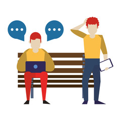 Naklejka premium social media network chatting cartoon