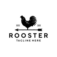 Fototapeta na wymiar Weathercock / weather vane vintage logo. Rooster with arrow logo