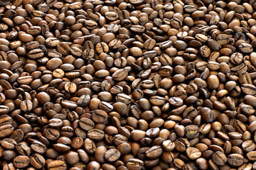 background of coffee beans top view