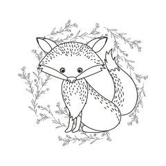 silhouette of fox with garland of background