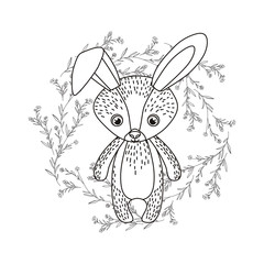 silhouette of rabbit with garland of background