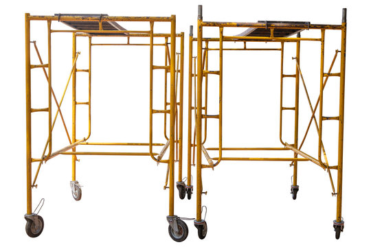 Scaffolding yellow against white background. clipping path