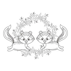 silhouette of fox with garland of background