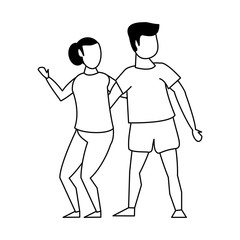 fitness sport exercise lifestyle cartoon in black and white