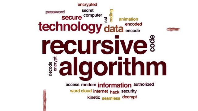 Recursive algorithm animated word cloud. Kinetic typography.