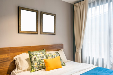 Beautiful curtains with ring-top rail, Curtain interior decoration in living room