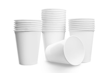 Stack of a white styrofoam cups