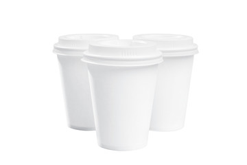 Set of a white styrofoam cups