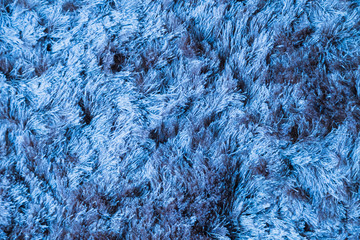 Blue fabric carpet with long pile texture