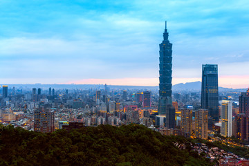 Taipei ,Taiwan: Skyline of Taipei cityscape Taipei 101 building of Taipei financial city ,Taiwan