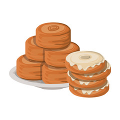 set of delicious and fresh bakery cakes