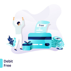 Landing page template of Debit Free. Modern flat design concept of Credit And Loan . can be used for web, ui, banners, templates, backgrounds, flayer, posters. Vector illustration