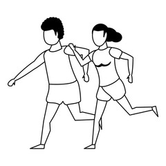 fitness sport exercise lifestyle cartoon in black and white