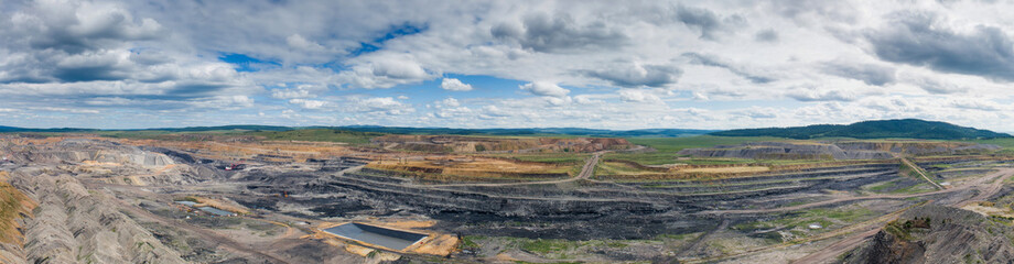 coal mining open pit mine aerial black