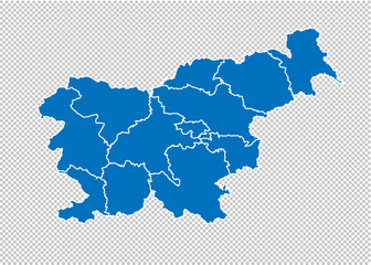 slovakia map - High detailed blue map with counties/regions/states of slovakia. map isolated on transparent background.