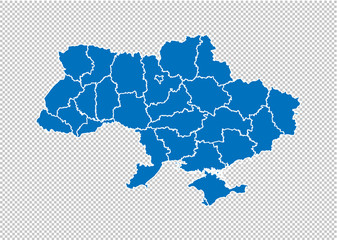 Fototapeta na wymiar ukraine map - High detailed blue map with counties/regions/states of ukraine. ukraine map isolated on transparent background.