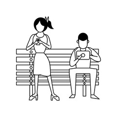 social media network chatting cartoon in black and white