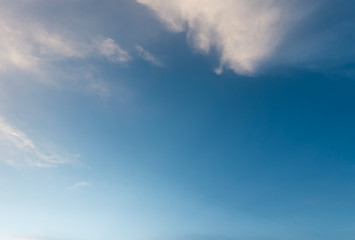 Blue sky and clouds in the evening.