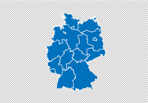 germany map - High detailed blue map with counties/regions/states of germany. nepal map isolated on transparent background.