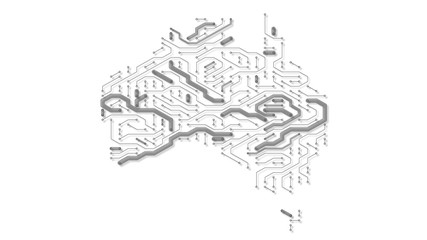 Obraz premium Australia circuit board nbn broadband internet infrastructure network - illustration rendering